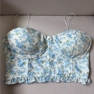 Altar'd State Blue and White Floral Crop Top